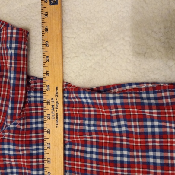Chaps Shirt Mens 3XL Red White Blue Plaid Pocket Crest Easy Care Button Front - Picture 6 of 7